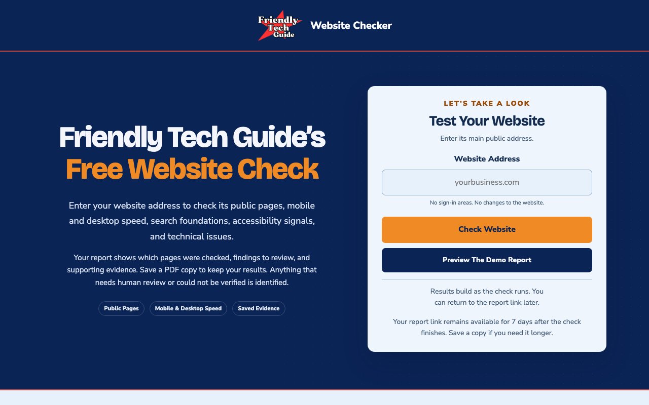 Friendly Tech Guide Website Checker homepage