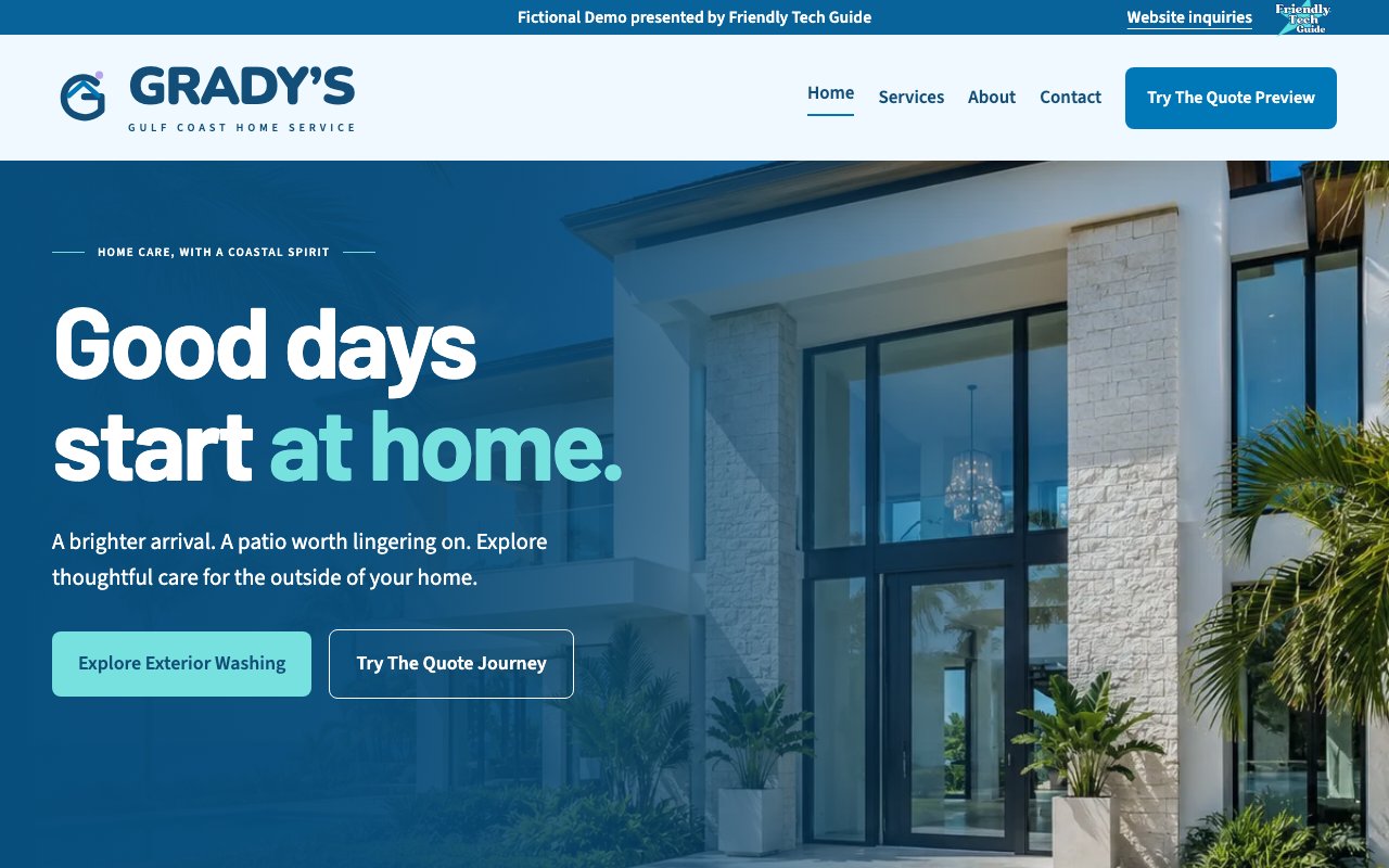 FTG Demo Website homepage